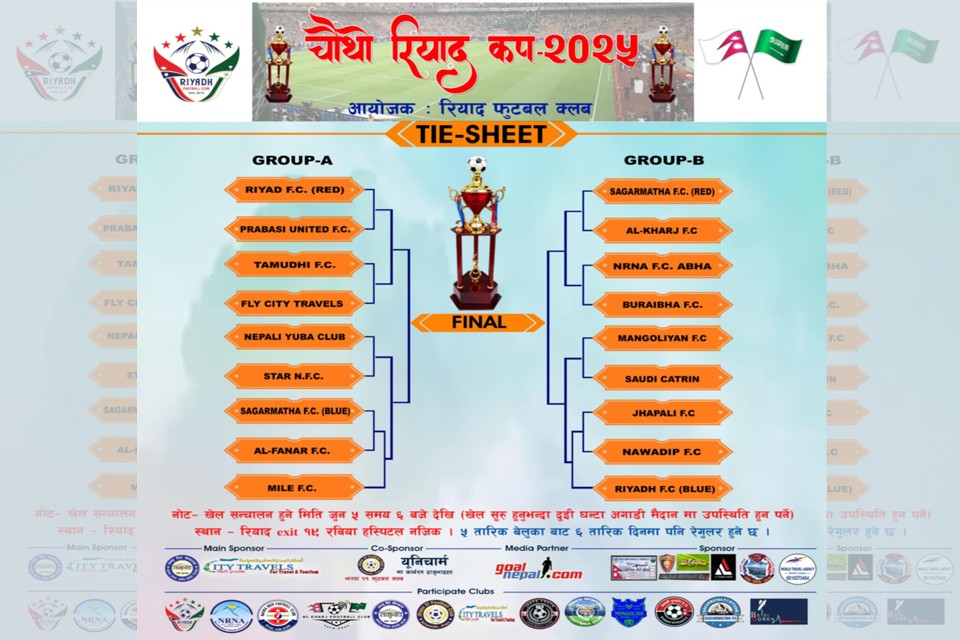 चौथो रियाद कपको तयारी पूरा (खेलतालिकासहित)