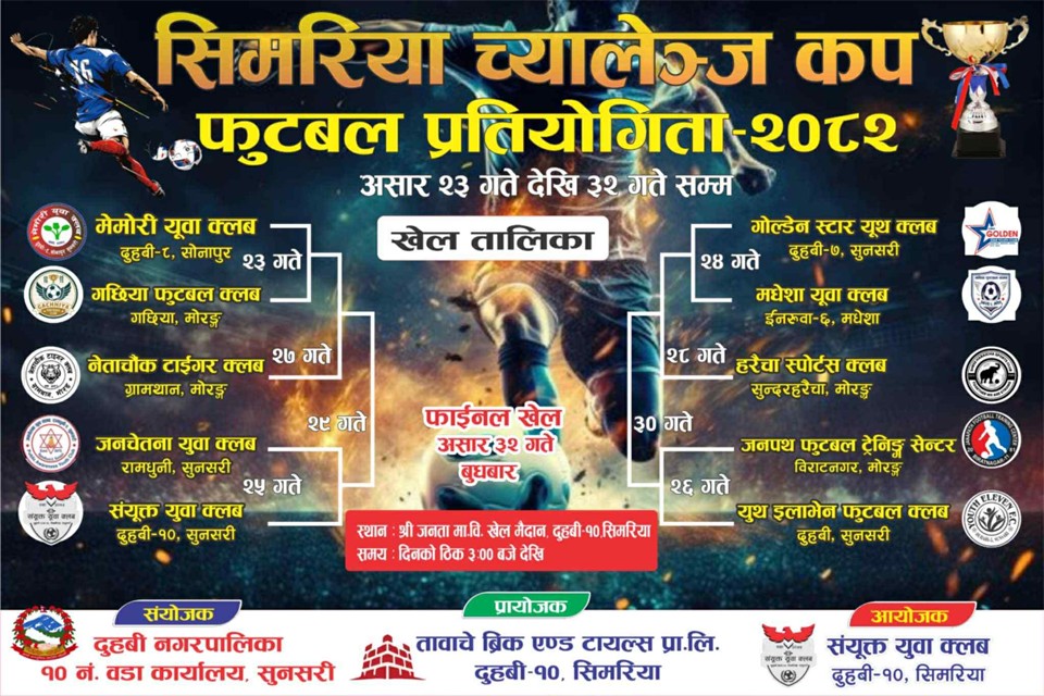 सिमरिया च्यालेञ्ज कपको तयारी पूरा (खेलतालिकासहित)